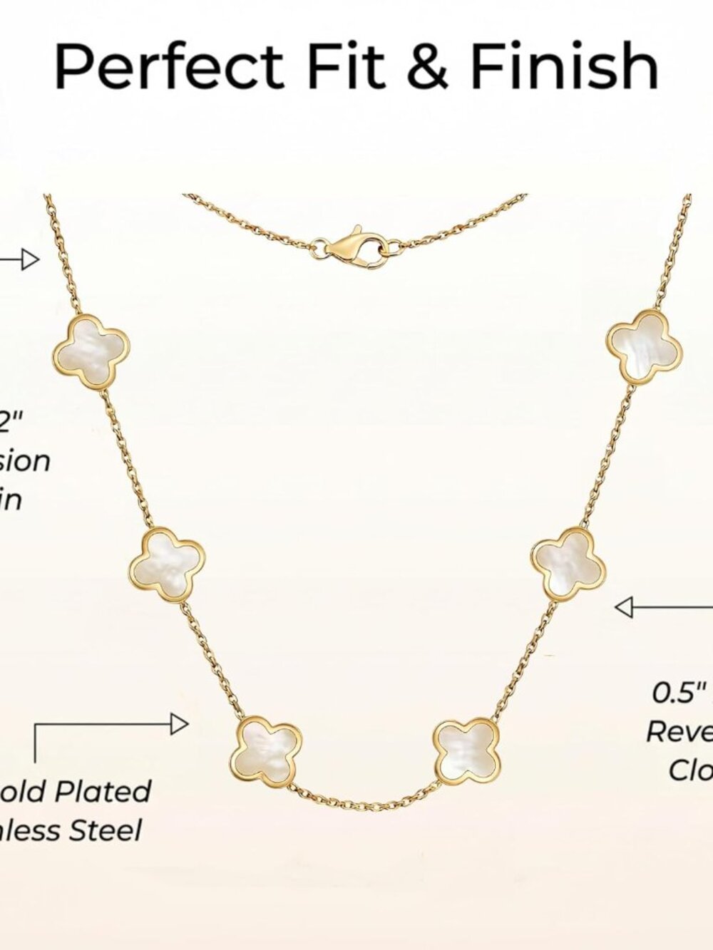 Four Leaf Clover Choker Necklace for Women | 18K Gold Plated Lucky 4 Leaf Jewelr - Picture 6 of 6